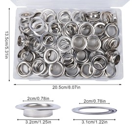 HO2NLE Set of 100 20 mm Silver Metal Eyelets Eyelets Tool Kit Eyelets for Tarpaulins Metal Eyelets Washers for Leather Craft Fabric Silver Air Eye