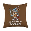 Cold Brew Coffee Queen Funny Drink Illustration Throw Pillow
