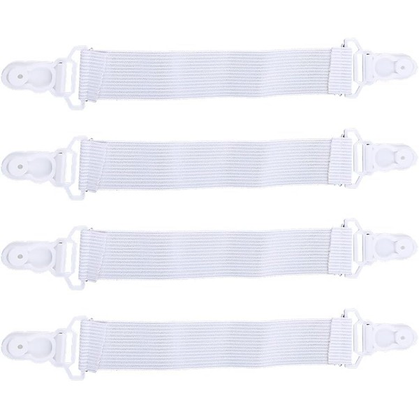 ZhangyiHot 4 Pcs white Bed Sheet Elastic Clip Strap Cover