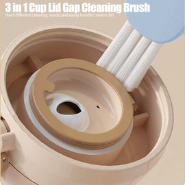3 in 1 Cup Lid Gap Cleaning Brush Multifunctional Bottle Cleaning Brush for Water Bottle Cup Lid Gap for Gaps of Various Containers (Blue Pink(Mushroom))