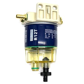 R12T Fuel Filter Water Separator Compatible: S3240,120AT R12T NPT ZG1/4-19 (Fit 3/8" hose Outboard Motors) Gasoline and Diesel Marine Engines Comes with 3/8-inch fuel inlet connector