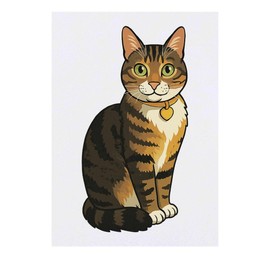 'Sitting Tabby Cat' Temporary Tattoo - Water Resistant, Skin-Safe, Non-Toxic Transfer (TO00084847)