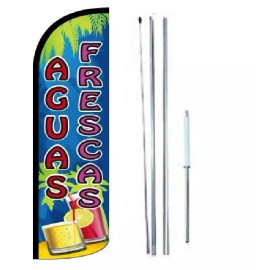 Aguas Frescas Windless  Flag With Complete Hybrid Pole set