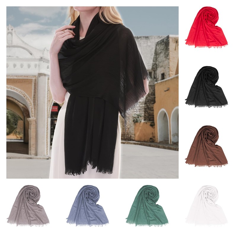 RIIQIICHY Scarf for Women Lightweight Solid Color Large Fashion Gauze