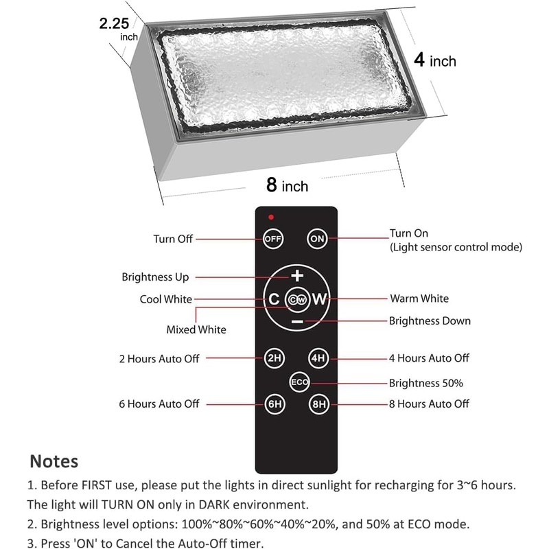 Dubofu Solar Paver Lights, 8" x 4" Brick Driveway Lights,