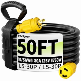 50FT L5-30P/L5-30R 30 Amp Generator Extension Cord, Twist Lock ETL