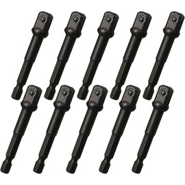 Walquicks 10 Pcs Impact Adapter Hex Impact Socket 1/4" to 3/8" Socket Adapter Black Square Socket Bit Adapter Socket Adapter for Automotive DIY Handle Nut Driver and Drill(3/8 Inch Square Tip)