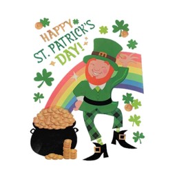 St. Patrick's Day Reusable Window Cling, Pot of Gold at The End of The Rainbow with a Leprechaun and Happy St. Patrick's Day (11 Clings, 1 Sheet)