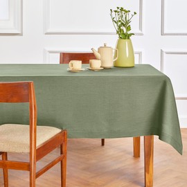 Solino Home Linen Tablecloth 60 x 90 Inch - 100% Pure Linen Oil Green Table Cloth for Rectangle Tables - Fete, Machine Washable Fabric Tablecloth for Father's Day, Summer