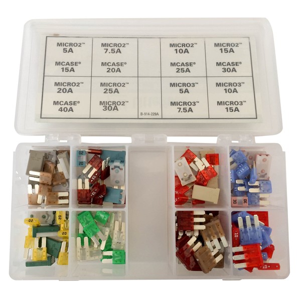 Littelfuse 00940570ZXA Micro2, Micro3, MCase Fuse Commercial Assortment, 135-Piece (Pack of 135)