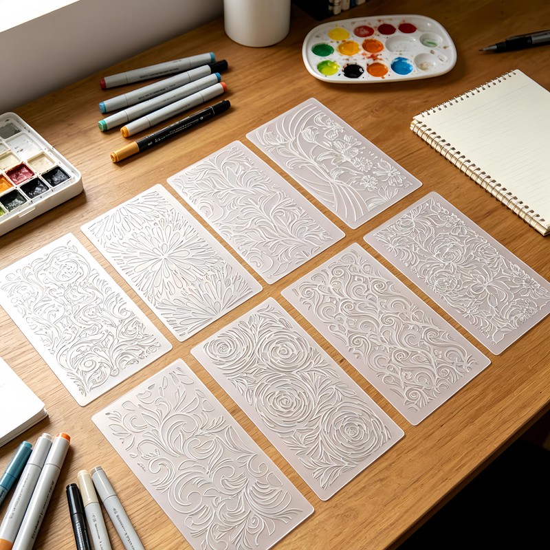 12Pcs Flower Stencils PET Stencils for Crafts Painting Floral Mandala