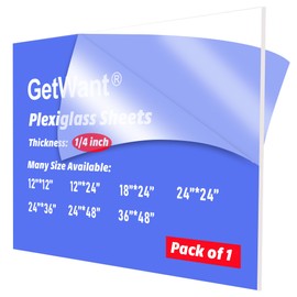 GetWant 1/4 Clear Acrylic Sheet, 6mm Thick 18x24 Plexiglass Sheets for Sign Making, LED Light Project, Skylight, Windows Glass, Tabletop, Display Case, Stand, Holder