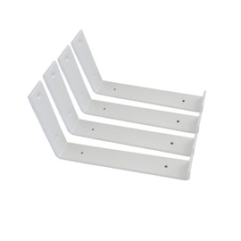 Shelf Brackets 4 Pack Heavy Duty Floating 12.0" L x 6.0" H x 1.5" W (Fits: 11.25" Board) White Metal Shelves Wall Mounted Rustic Iron J Shelf Brackets with Lip for DIY Open Shelving Brackets