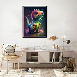 EATUKYIC Dinosaur Diamond Painting Kits for Adults Beginners, Cartoon 5D Full Drill Round Diamond Art Kits, Anime Diamond Paintings with Diamonds Gem Art Picture Crafts Home Decor 12x16 inch