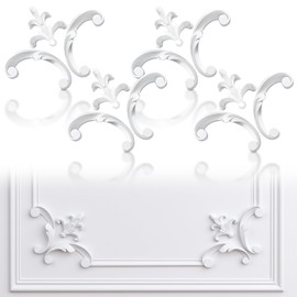 Pangda 4 Pcs Corner Wall Molding French Style Wainscoting Panels Flora Moulding Corner Panel Moulding Corners Wall Molding Kit for Frames Decor, Not Include Glue (Fleur De Lis Style)
