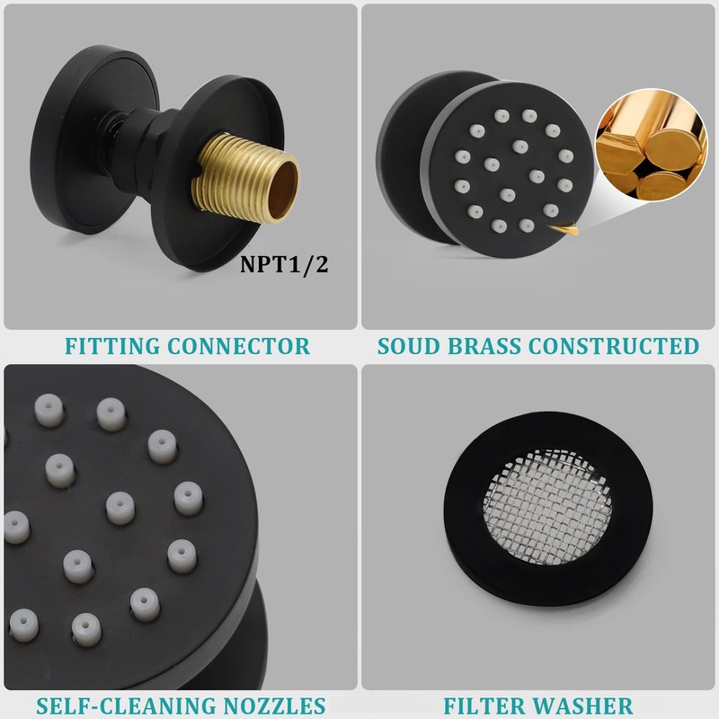 HOMEDEC 2inch Round Brass Shower Spa Massage Body Spray Wall