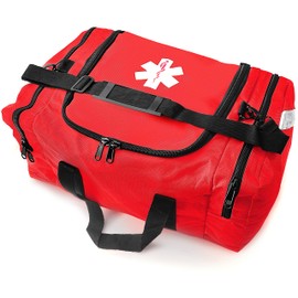 EMS XTRM Large EMT Bag - Spacious, Multi-Compartment Medical Bag, Empty First Aid Bag for EMS, Hospitals, and Rescue Teams, Durable and Water-Resistant (Red)
