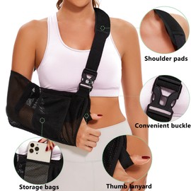 KONSEDIK Mesh breathable Arm Sling Shoulder Immobilizer for Men&Women,Medical Sling with Shoulder Pad for Rotator Cuff Injury,Support Brace for Arm,Wrist, Elbow,Clavicle Fracture Post-Surgery(Small)