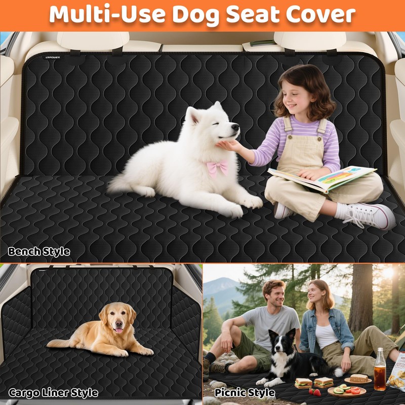 URPOWER Dog Car Seat Cover for Back Seat - Waterproof