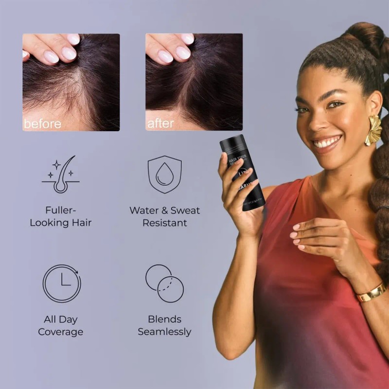 Polvo De Fibra Capilar Marrón Cubre Raíz De Cabello Calvicie