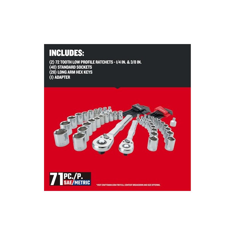 CRAFTSMAN Versastack Mechanics Tool Set, 1/4 and 3/8 Inch Drive,