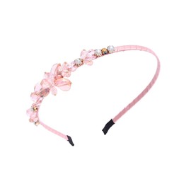 Qiwenr Rhinestone Hair Headband, Rhinestone Headband, Crystal Rhinestone Headband, Pink Rhinestone Headband, Crystal Side Hair Band, Great Headpiece for Prom/Party