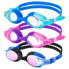 NSSIW Goggles Kids Swim Swimming-Goggles-for-Kids: Anti Fog Kids Goggles with No Leak and UV400 3 Pack Age 6-16