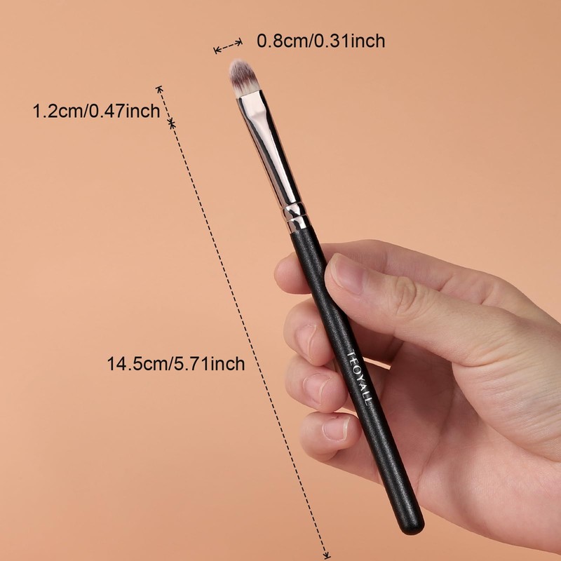 TEOYALL Flat Rounded Concealer Brush, Soft Dense Synthetic Bristles Blending