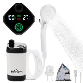 innhom Portable Camping Shower, 6000mAh Rechargeable Camp Shower Pump with LED Display, 2 Mode Electric Portable Shower for Camping, Hiking, Travelling, Washing
