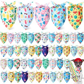 Sweetude 50 Pieces Dog Bandanas Bulk Triangle Dog Scarf Kerchief Bandanas Set for Pet Costume Accessories(31.5 x 21.7 x 21.7 Inch,Flamingo)