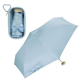 (2024) Wpc. Parasol Umbrella, Aquamarine/Saxophone, 100% Light Shading Rate, 100% UV Protection, UPF50+, Rain or Shine, Can Be Used in Rain or Shine, Folding Umbrella, Ribbon, 18.5 inches (47 cm),