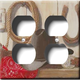 Two Switch/One Rocker Plate - Cowboy Hat 'n' Horseshoe