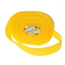 MroMax 0.98" Width x 13.12ft Length Lashing Straps Polypropylene Cam Buckle Lashing Straps 250Kg Load Cargo Tie Down Strap 25mm x 4M for Moving Cargo Yellow Tone 2Pcs
