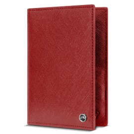 Snazzy Hawk 2 Passport Holder - Travel Essentials, RFID Blocking Wallet Credit Card Organiser, Plain Accessories Slim Cover For Men Women (Red)