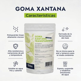 Hebbe - Goma Xantana Transparente, Gelificante y Estabilizante Natural para Cosméticos, 50 g