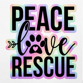 Holographic Decal Stickers Of Peace Love Rescue Premium Waterproof Vinyl Decal Stickers For Laptop Phone Accessory Helmet Car Window Mug Tuber Cup Door Wall Decoration ANDVER3f62441HO110422