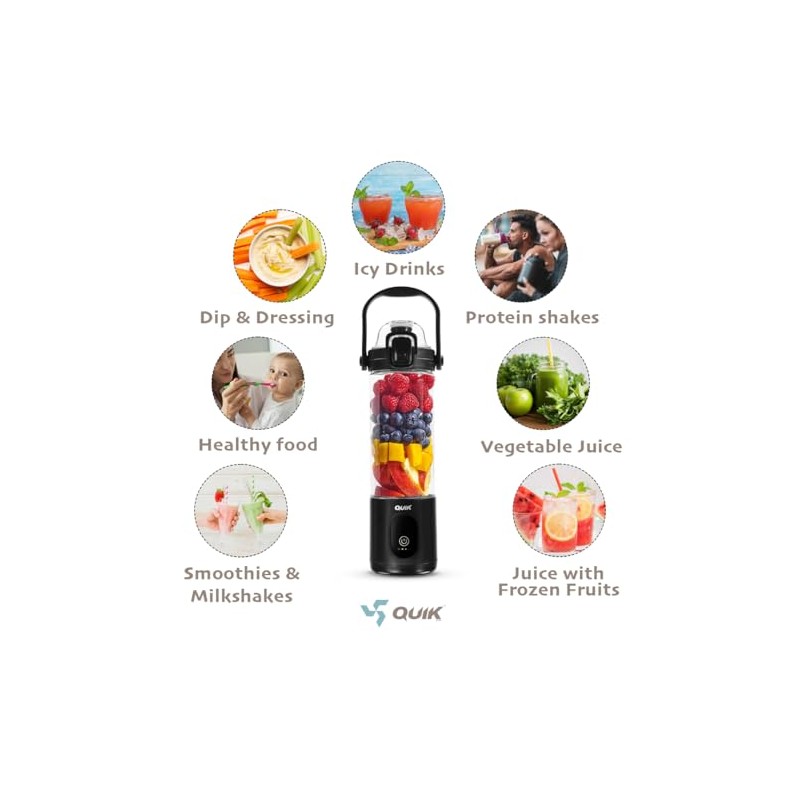 Quik Cordless Portable Blender for Smoothies and Shakes