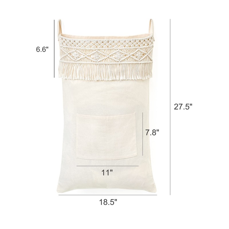 Mkono Macrame Hanging Laundry Hamper Bag Over The Door Organizer
