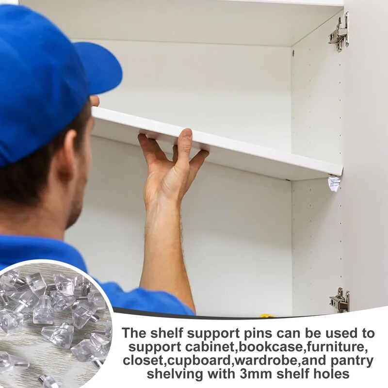 40 Pack 5mm Clear Shelf Support Pegs – Plastic Cabinet