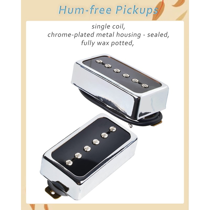 LAMSAM P90 Tone Pickups Set, Humbucker-sized Single Coil Neck Pick-up
