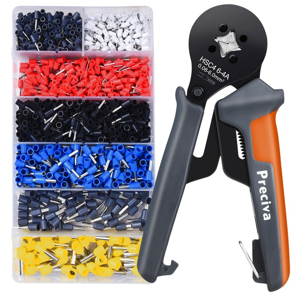Preciva Ferrule Crimper Plier Kit, AWG28-10/0.08-6mm² Ferrule Crimping Tool Kit,