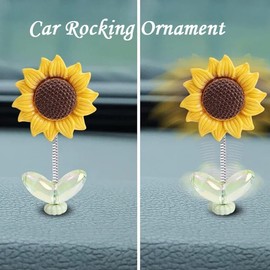 Junfamilee 5 Pcs Cozy Home Sunflower,Ornaments Sunflower for Cars,Creative Car Rocking Ornament,Car Accessories,Sunflowers Dashboard Decorations for Mother's Day Home Decor Accents