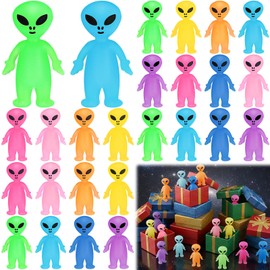 CroBlissful 20 Pcs Colorful Mini Alien Figures Glow in The Dark Small Little Tiny Aliens Figurine to Hide and Seek for Space Party Favors Prank Birthday Prop Party Gifts Goodie Bag Fillers, 8 Colors