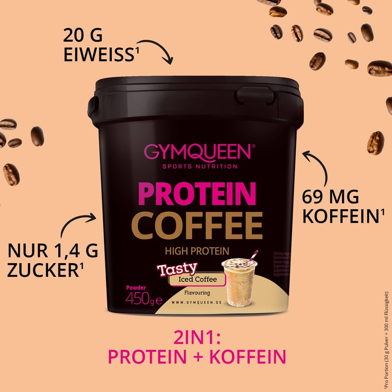 GymQueen Protein Coffee Matcha Raspberry 450 g, High Protein Coffee,