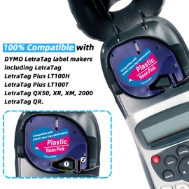 5 Compatible with Dymo letratag Refills Plastic Colored Label Tapes,Replacement for Dymo Lable Maker Refills 1/2 Inch x 13 Feet Lable Maker Tape,Compatible with Dymo Label Maker LT-100H QX50 2000 XR