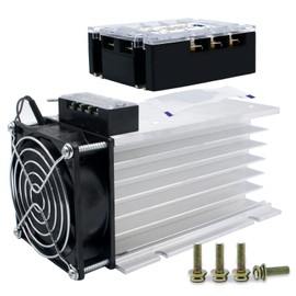 LCLCTC SSR Heat Sink with 120v Fan for Three 3 Phase Solid State Relay 10-100A;Radiator;Heatsink;Suitable for 40A 60A; Aluminum etc. (Heat Sink)