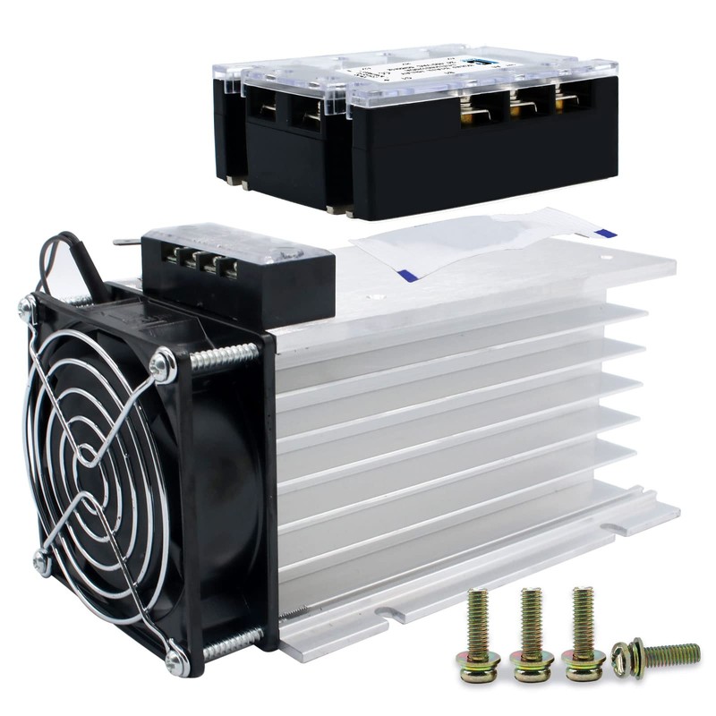 LCLCTC SSR Heat Sink with 120v Fan for Three 3
