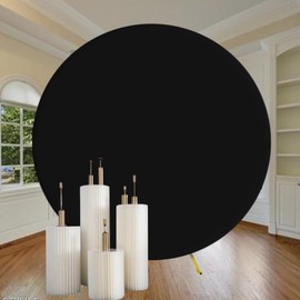 7.2ft Black Round Backdrop Cover for Party 7.2ft Circle Arch Backdrop Cover for Birthday Wedding Baby Shower Photography Black Arch Polyester Backdrop Cover for Christmas Home Decoration