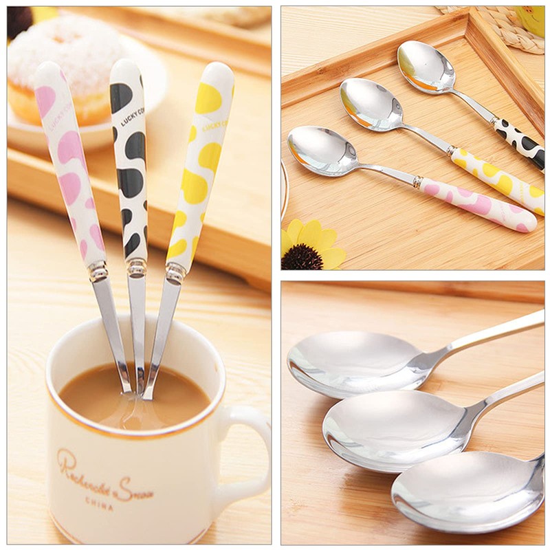 Ceramic Handle Stainless Steel Dessert Spoon Ceramic Handles Cutlery Spoons