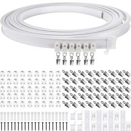 Curved Ceiling Curtain Track Bendable 5 Meters/ 16.4 ft Mount for Curtain Rail Bunk Bed Bay Window Room Divider Flexible Straight